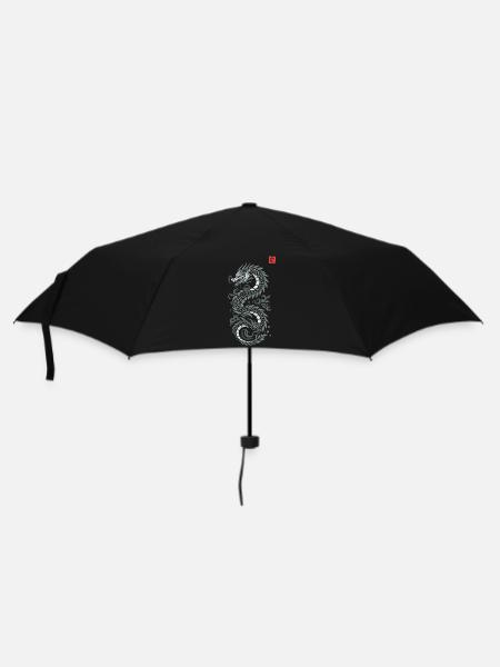 Dragon japon gris , style estampe japonaise kanji - Parapluie standard - noir