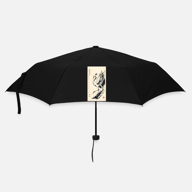 Kranich - Regenschirm (klein) - Schwarz