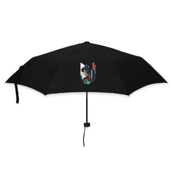 Surreale futuristische Cyber Comic Stadt - Regenschirm (klein) - Schwarz - Vorne