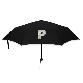 P, letter, letter P, initial, initial P, monogram, - Regenschirm (klein) - Schwarz - Vorne