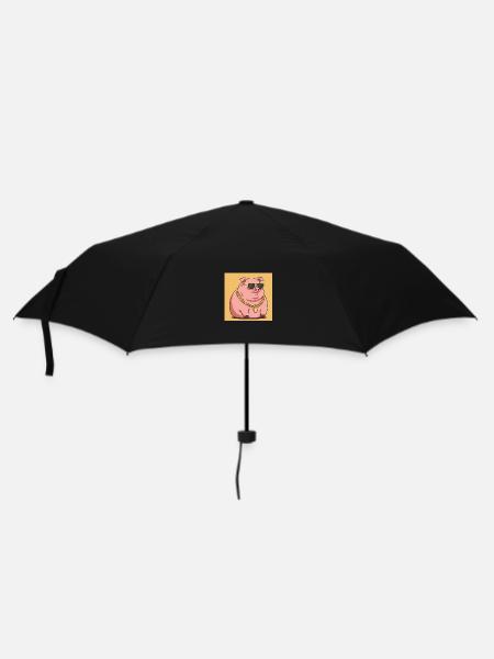 Fat pig with gold chain and sunglasses - Umbrella (small) - black