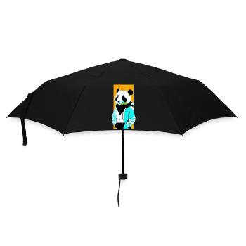 Panda en sweat à capuche - Parapluie standard - noir - Devant