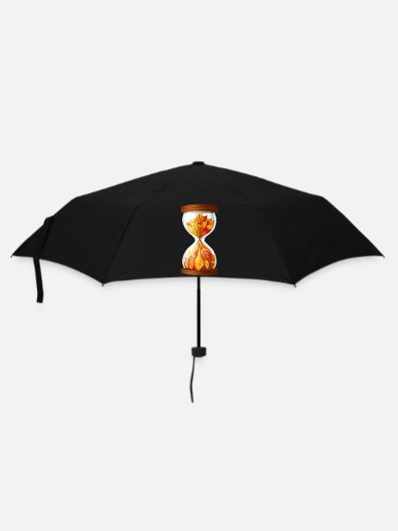 Sanduhr des Herbstes - Regenschirm (klein) - Schwarz