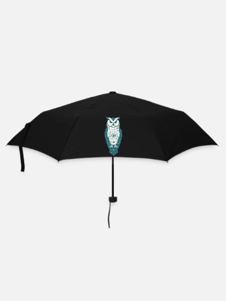 Eule im All | Weltall in der Eule - Regenschirm (klein) - Schwarz