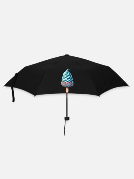 Versüße Deinen Look mit diesem blauen Eis-Motiv - Regenschirm (klein) - Schwarz