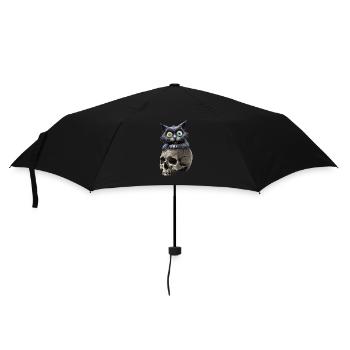 Un chat mystérieux, majestueux assis sur un crâne - Parapluie standard - noir - Devant