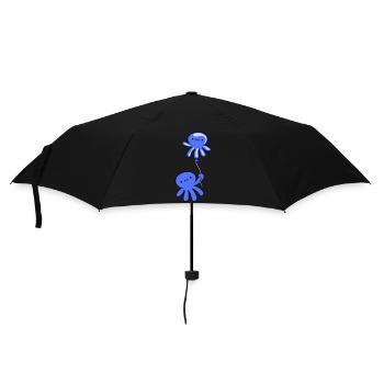 Oktopus hält Luftballon süß Kind glücklich Comic - Regenschirm (klein) - Schwarz - Vorne