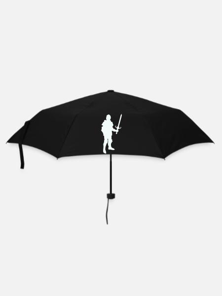 Ritterheld Silhouette mit Langschwert - Regenschirm (klein) - Schwarz