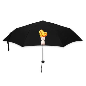 Süße Maus mit Käse Herz Illustration Tier Motiv - Regenschirm (klein) - Schwarz - Vorne