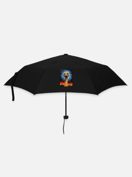 strauß, van gogh, sternennacht, tier, vogel - Regenschirm (klein) - Schwarz