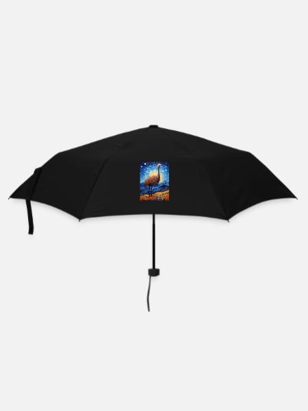 strauß, van gogh, sternennacht, tier, vogel - Regenschirm (klein) - Schwarz