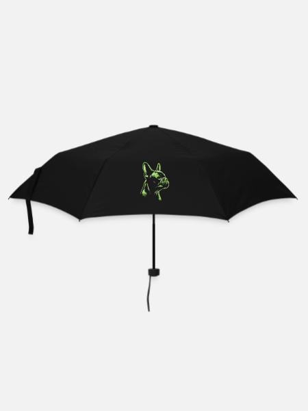 French Bulldog Drawing Head Green - Umbrella (small) - black