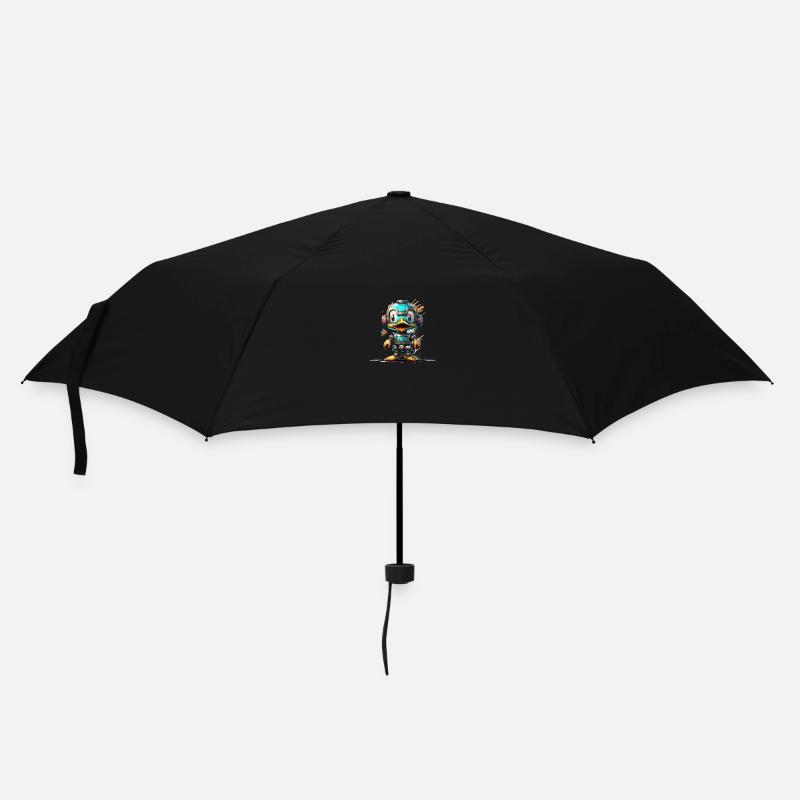 Roboter Ente - Regenschirm (klein) - Schwarz