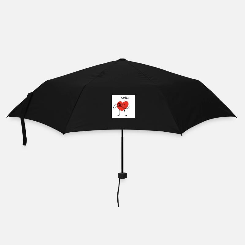 Herz mit Kamera Cartoon - Regenschirm (klein) - Schwarz