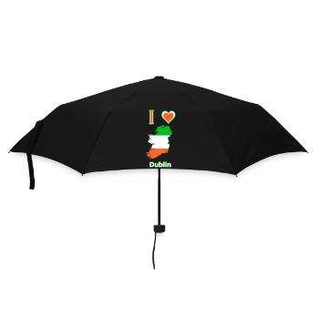 Irelandkarte Flagge mit der Stadt Dublin - Regenschirm (klein) - Schwarz - Vorne