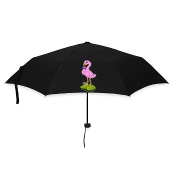 Flamingo Waffeleis - Regenschirm (klein) - Schwarz - Vorne