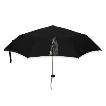 Hexe Halloween Besen - Regenschirm (klein) - Schwarz - Vorne