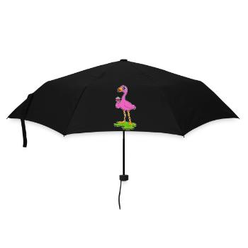 Flamingo Rotwein - Regenschirm (klein) - Schwarz - Vorne