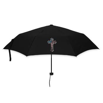 Patriotisches Kreuz Amerikanische Flagge Glaube - Regenschirm (klein) - Schwarz - Vorne