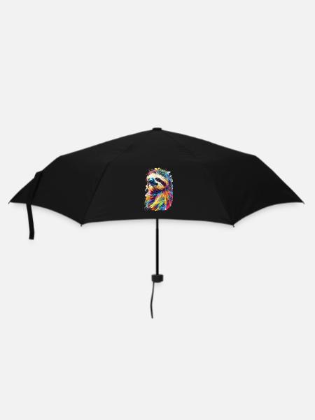 Bunte Faultier Kunst Regenbogen Tier für einen - Regenschirm (klein) - Schwarz