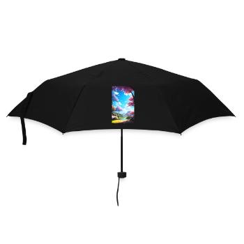 Friedliche, helle und glückliche Anime-Naturszene - Regenschirm (klein) - Schwarz - Vorne