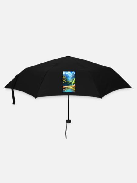 Serene Anime nature landscape - Umbrella (small) - black