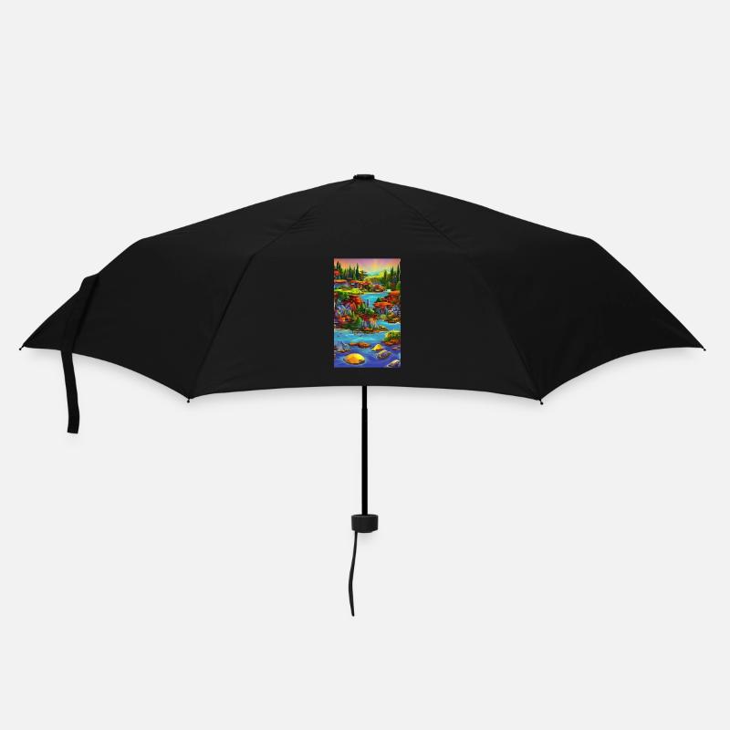 Abstrakte ai Küstenstadtszene - Regenschirm (klein) - Schwarz