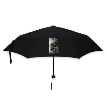 Cabane fantastique confortable dans une nature colorée - Parapluie standard - noir - Devant