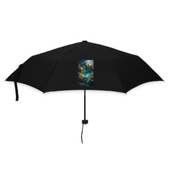 Fröhliche und niedliche Miniaturwelt - Regenschirm (klein) - Schwarz - Vorne