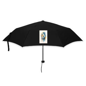 Lebhaftes goldenes und blaues Paar - Regenschirm (klein) - Schwarz - Vorne