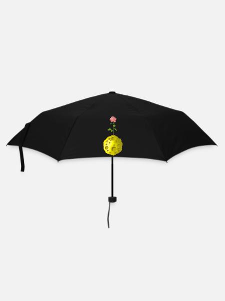 Blumiger Planet - Regenschirm (klein) - Schwarz