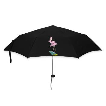 Été de surf sur planche de surf au flamant rose - Parapluie standard - noir - Devant