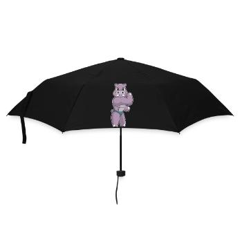 Hippopotame Bodybuilder Sport de culturisme - Parapluie standard - noir - Devant