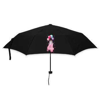 4 Jahre Mädchen Süßes Einhorn 4. Geburtstag - Regenschirm (klein) - Schwarz - Vorne