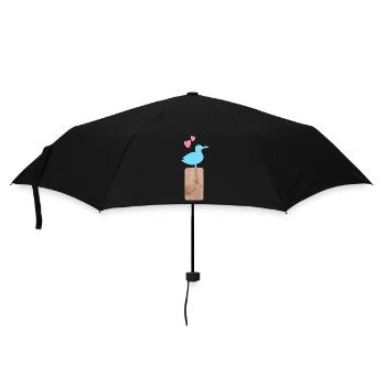 Wooden Seagull Beach Heart North Sea Baltic Sea Summer Beach - Umbrella (small) - black - Front
