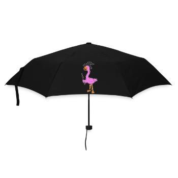 Flamingo Hexe Hexenhut - Regenschirm (klein) - Schwarz - Vorne
