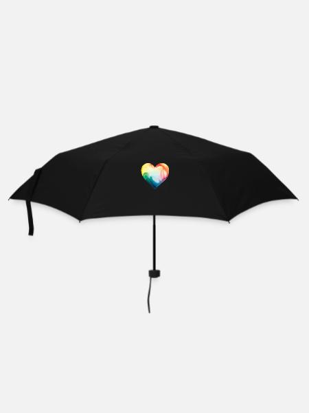 Lgbt Herz Regenbogen - Regenschirm (klein) - Schwarz