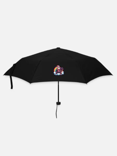 Dobermann Hund Weihnachtsmann Regenbogen - Regenschirm (klein) - Schwarz