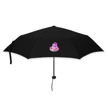 Nilpferd Comic Cool - Regenschirm (klein) - Schwarz - Vorne