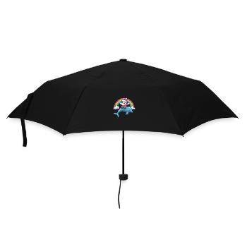 Delfin Weihnachtsmann Regenbogen - Regenschirm (klein) - Schwarz - Vorne