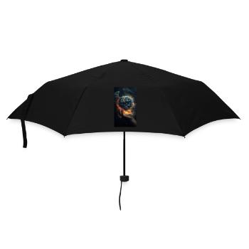 Darstellung einer Hand, die scheinbar die Erde häl - Regenschirm (klein) - Schwarz - Vorne