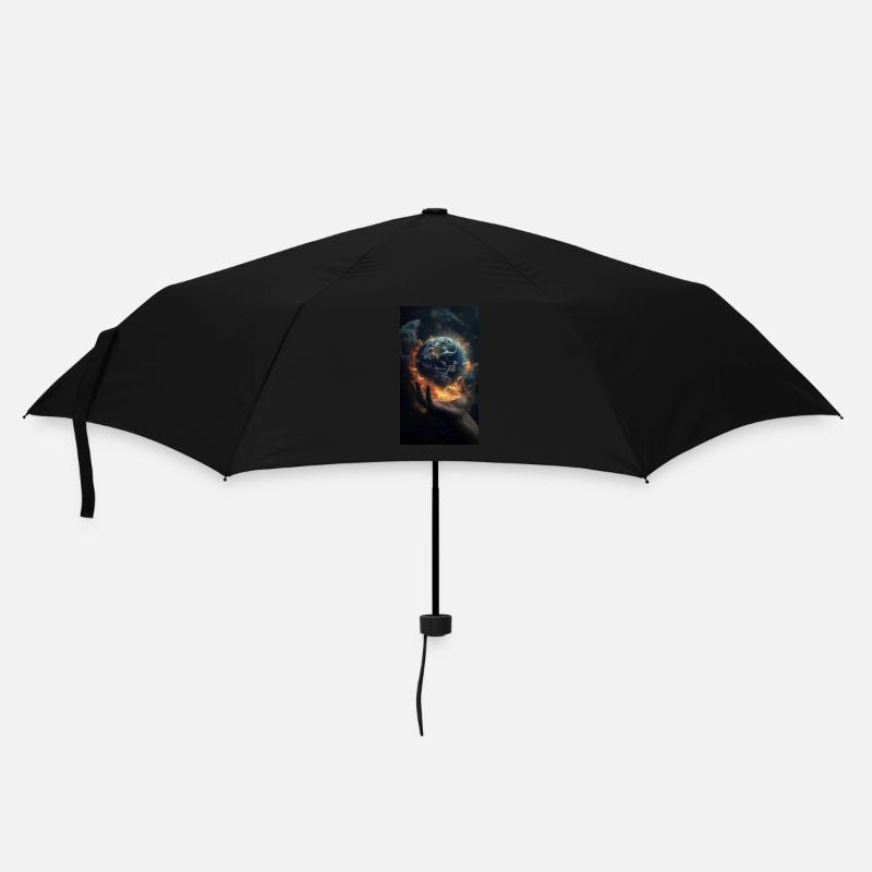 Darstellung einer Hand, die scheinbar die Erde häl - Regenschirm (klein) - Schwarz