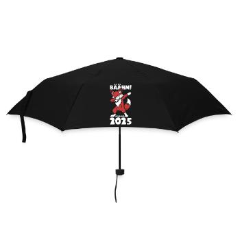 BÄÄHM! Schulkind 2025 - schlauerFuchs - Geschenk - Regenschirm (klein) - Schwarz - Vorne