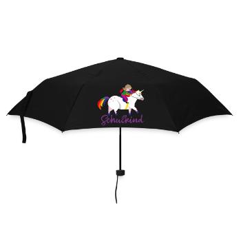 Schulkind Einhorn - Regenschirm (klein) - Schwarz - Vorne