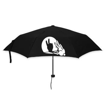 Lustiges Kaninchenhasenschattenhand-Siegesfrieden-V-Zeichen - Regenschirm (klein) - Schwarz - Vorne