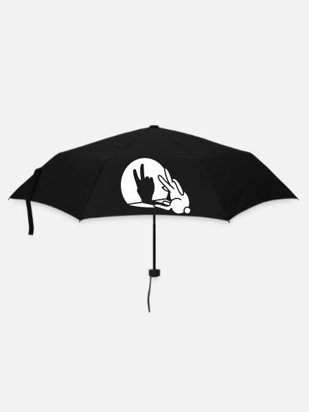 Kaninchen Schatten Hand Geburtstag Zwei 2 Jahre - Regenschirm (klein) - Schwarz