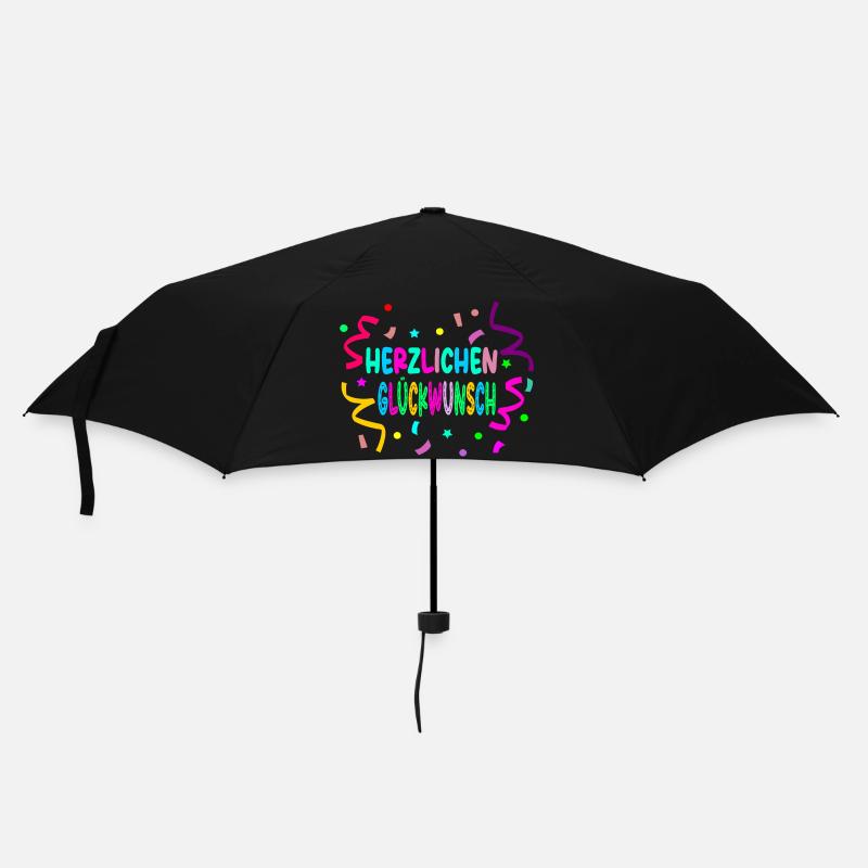 Herzlichen Glückwunsch - Konfetti - Regenschirm (klein) - Schwarz