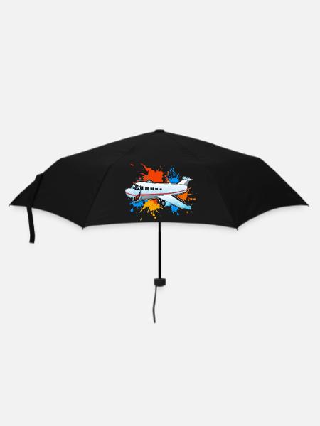 Flugzeug - Regenschirm (klein) - Schwarz