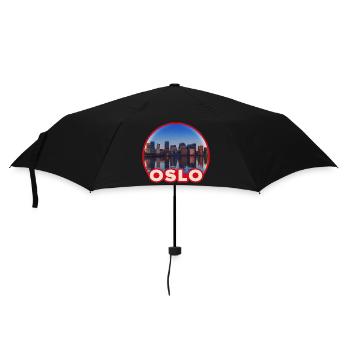 Oslo Skyline Rundlogo - Regenschirm (klein) - Schwarz - Vorne