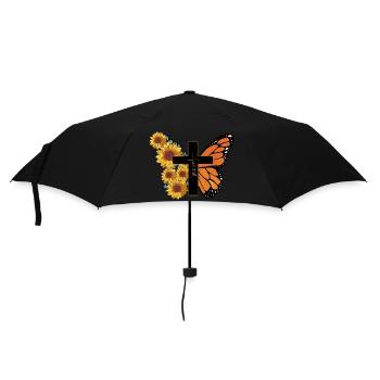 Butterfly Flower Motivational Saying Woman - Umbrella (small) - black - Front